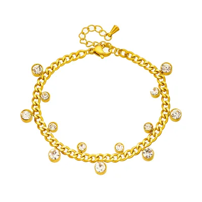 Korean-style Korean version of simple small temperament miscellaneous irregular round diamond chain bracelet
