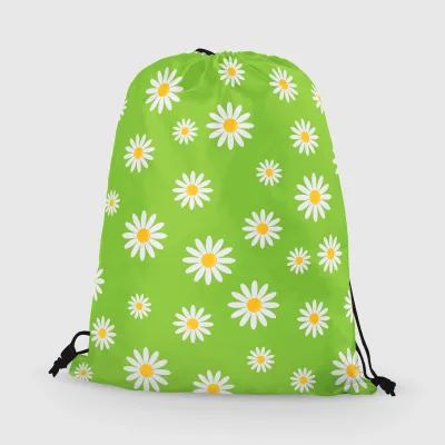 Eco-Friendly Waterproof Polyester Drawstring Sportpack Customizable Fresh Flowers Design-Daisy Sunflower Pattern Promotional