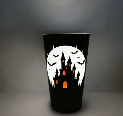 Richshining Halloween Style Custom Logo Full Printing LED Cup Ghost Boon Skull Water Activated Flashing Cup for Bar Party
