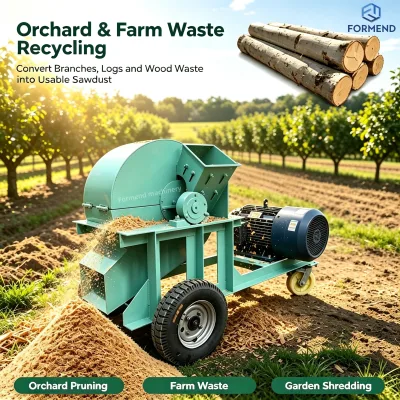 Waste Wood Recycling Grinder Portable Wood Crusher for Stump Wood Scraps Template and Wood Board Residue