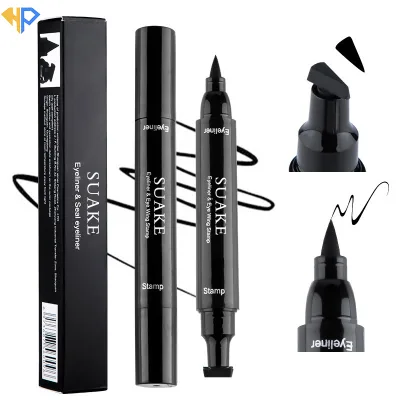 Waterproof Lasting Non-smudge Quick-drying Stamp Liquid Eye Liner Pencil Cosmetic Black Double-ended Triangle Seal Eyeliner Pen