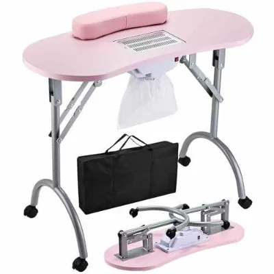 Foldable Manicure Table Portable Manicure Table Stall Manicure Table with Vacuum Cleaner and Hand Pillow