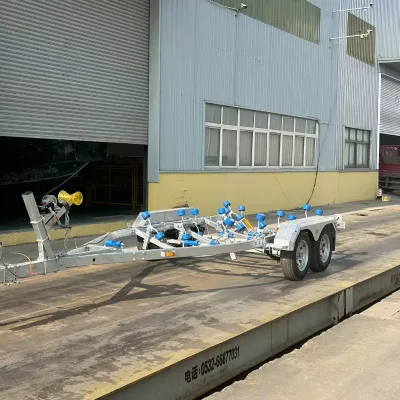 Rustproof Trailer for 6 Meters Inflatable Boat,Tandem Axle Boat Trailer with Hydraulic Brakes,Constructed From Q355B Steel