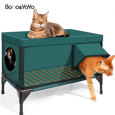 Premium Outdoor Custom Warm Luxury Winter Extra Large Heated Insulated Weatherproof Cat Heating Pad Elevated Pet Dog House Room
