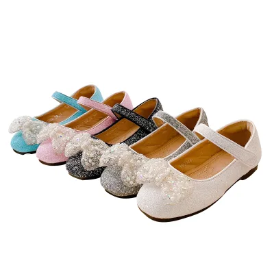 Fashion Party Little Kids Pageant Wedding Shoes 2023 Spring Princess Shoes for Girls Bow-Knot Design With Girls Dress Shoes