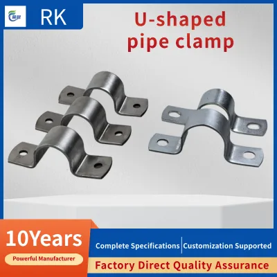 Size 40mm Zinc Finish Galvanized Steel U-shaped Double-hole Double Pipe Flange Clamps for Healthcare Use