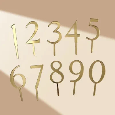 High Quality Acrylic Numbers Cake Toppers Gold Number Cake Topper Number Birthday Party Dessert Table Cake Decoration