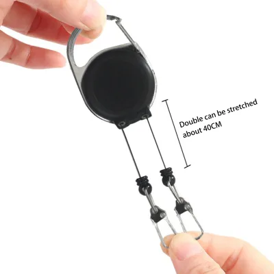 Heavy Duty Double-ended Pull Retractable Badge Holder Reel Double Ring Buckle Work Hanger Office Supplies Retractable Keychain