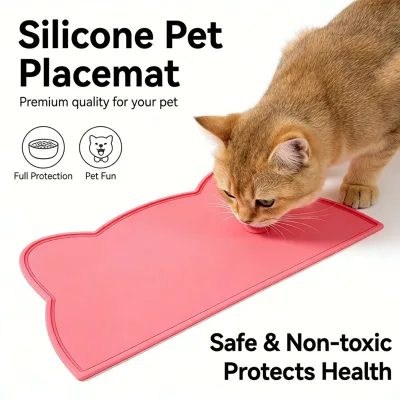 Rounded Shaped Pet Silicone Placemat Waterproof Non-Slip Dog Bowl Mat Raised Edge Leakproof Durable Eco-Friendly Food Grade