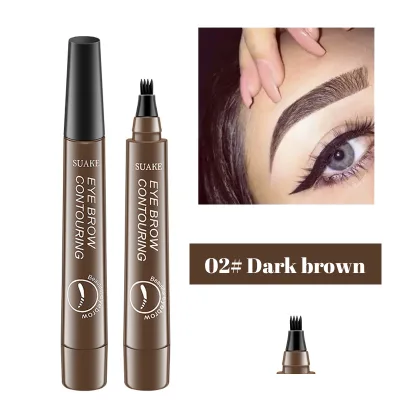 Vegan Long Lasting 3d Waterproof Microblading Eyebrows Pencil Cream 4 Fork Tip High Pigment Liquid Eyebrow Enhancers