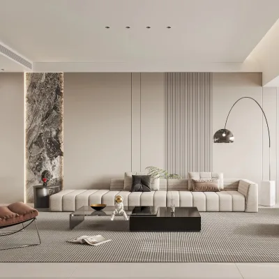 Modern Simple Cream Style Design TV Cabinet Background Wall Elegant Atmosphere