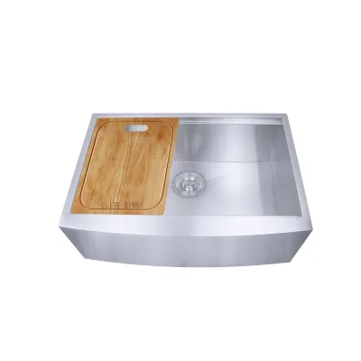 Factory direct rust free 304 silver brushed farmhouse single sink with accessories