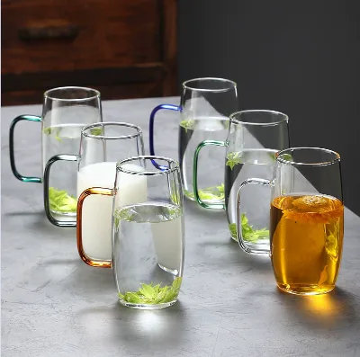 Large Capacity High Borosilicate Glass Tumbler With Handle Floral Tea Infuser Summer Iced Drink Cup