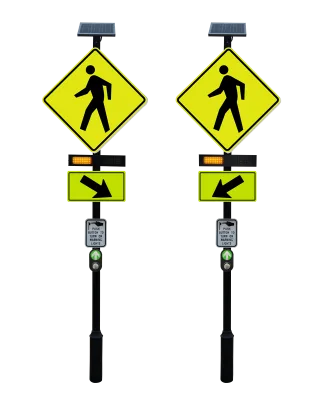 RRFB Rectangular Rapid Flash Beacon System USA MUTCD Standard Intelligent Pedestrian Crossing System