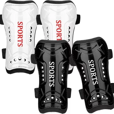 2 Pairs Lightweight Resin Soccer Shin Guards for Toddler Kids Youth Football & Basketball Use