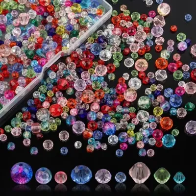 4mm Austrian Crystal Style Glass Beads Sparkling AB Iridescent Faceted Flower Ball Beads for DIY Jewelry Making Bracelets DIY