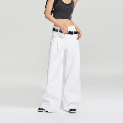 Wholesale 2023 Spring and Winter New Casual Style Triangle Waist Pants Loose High Waist Wide Leg Trousers