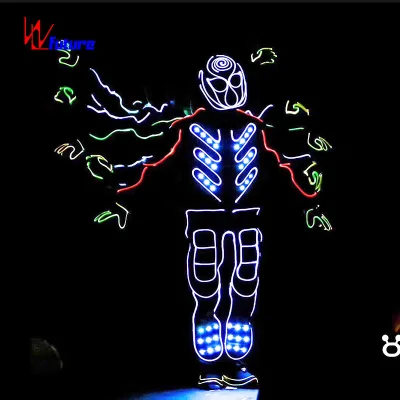 Full Color LED Robot Suit Remote Control Luminous Skeleton Costume for Stage Performance Dance Party Wholesale Price