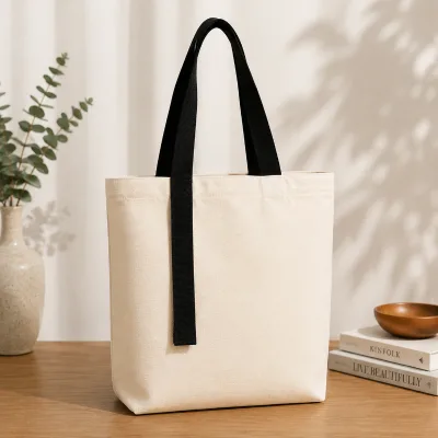 Reusable Canvas Shopping Bag with Long Handles for DIY, Advertising