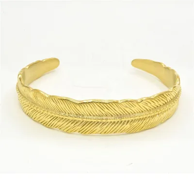 Leaf Bangles Bracelets 18 K Gold Plated Rose Gold Charms Cuff Bracelet Fine Jewelry Accessories  Online Shopping