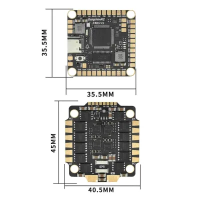 DolphinRC F405 V3 50A Stack FC ECS 4-in-1 3-6S LiPo ESC BLS 50A 60A for RC FPV Drone with RunCam Plastic Material