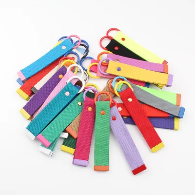 Blank Keychain Lanyard Canvas Strap Keyring Baggage Tag Key Chain for Car Door Keys Holder Backpacks Pendant Anti-lost