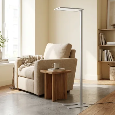 Modern 197cm Tall LED Floor Lamp 80W High Power Bridgelux Chips 3 Color Dimming Large Area Standing Light for Office Studio