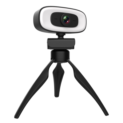 Ring Light Auto-Focus 2K Webcam with Tripod Plug and Play Web Camera for Laptop Desktop Computer