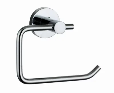 Hotel Bathroom Tissue Holder Single Polished Chrome Non-Drill Modern Design Bathroom Accessory No Cover Paper Holder