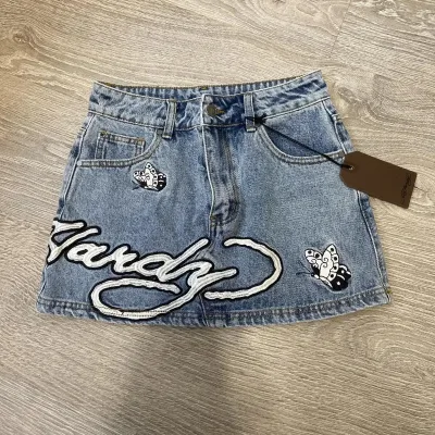 Peeqi BF1221 Fashion Sexy Y2K Street Denim Skirt for Women Vintage Hip-hop Letter Embroidery Jeans Skirt Women's New Denim Skirt