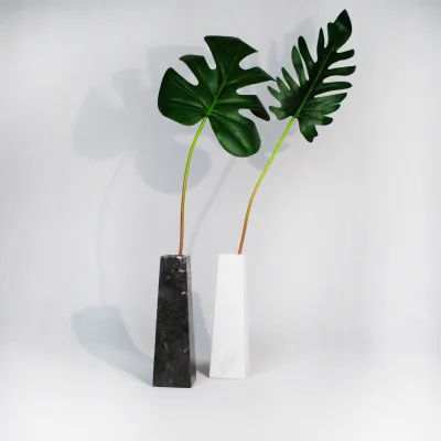 Custom Size Modern Marble Art Cylinder Candlestick Vase Unique Home Decoration with Nature Stone Feature
