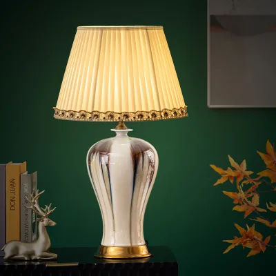 Color change hand painted colorful ceramic lamp holder and bracket healthy material desk lamp
