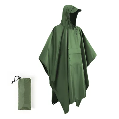 Custom 3-in-1 Quick Dry Raincoat Adults Waterproof Cloak Rain Poncho with Pocket for Outdoor Hiking Tour Cycling Camping Travel