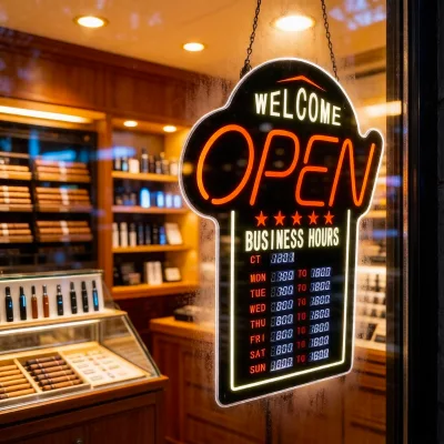 Time Setting Electronic Open Sign Bright LED Digital Business Hours Display for Retail Restaurant Salon