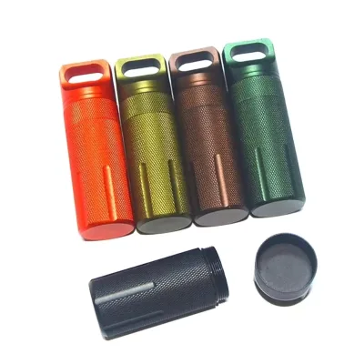 Outdoor Aluminum EDC Survival Kit Waterproof Seal Bottle Capsule Pill Airtight Case Tools Holder Storage