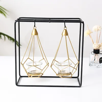 Wholesale Restaurant Decoration Nordic Candle Holder Gold Wrought Iron Candlestick
