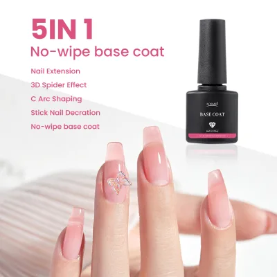 5 In1 Base Coat for Nail Extension and C Arc Shaping and Stick Diamond Glue and Soak off No Wipe Base Coat Gel Polish