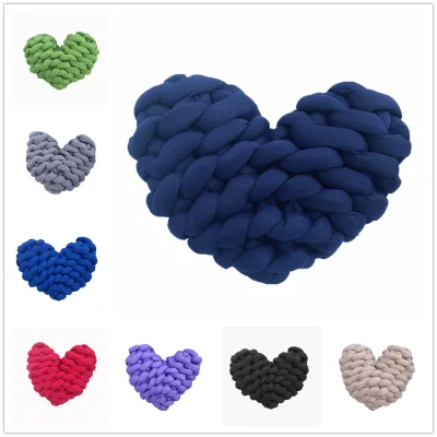 DIY Heart Knitted Throw Pillow Handmade Woven Love Shape Cushion Decorative Knit Pillow Sofa Bedroom Home Ornament Valentine