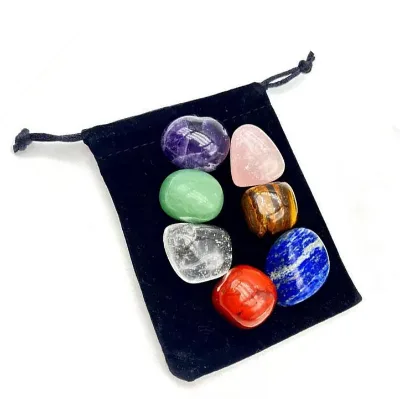 Gemstone Natural Polished Tumble Stone Healing Crystals Quartz 7 Chakra Set Crystal Tumble Stones for Gift