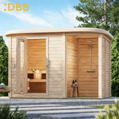 4-6 Person Modern Steam Sauna Room Western Red Cedar Electric Heating Computer Control Panel Square-Shaped Outdoor Sauna
