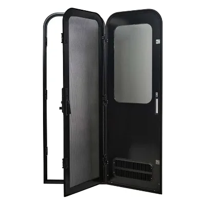 RV Accessories Australia Style RV Door 2R90 Black Aluminum Plate XPS Panel Acrylic Glass SS Mesh for Caravan Motorhome 620*900mm
