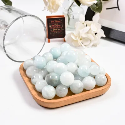 Factory Price Healing Crystal Spheres Mini Aquamarine Sphere Natural Healing Blue Crystal Gemstone Ball for Sale