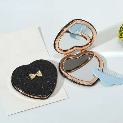 High- Circle-shaped Mini ABS Portable Foldable Double-sided Round Makeup Mirror for Dorm Rooms and on the Go