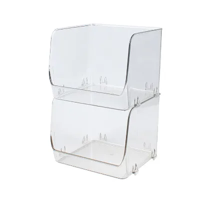 GREENSIDE Fashion Design 2-Layer Transparent Plastic Storage Box Convenient Space-saving Rectangle PET Material Organizer