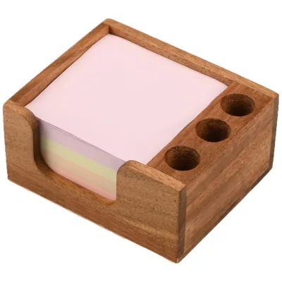 Acacia Wood Handmade Single Tier Desk Organizer Set with Note Holder Pen Cup Paper Clip & Marker Holder for School and Office
