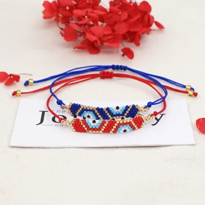 Ethnic Style Geometric Jewelry Miyuki Seed Bead Evil Eye Bracelet Women