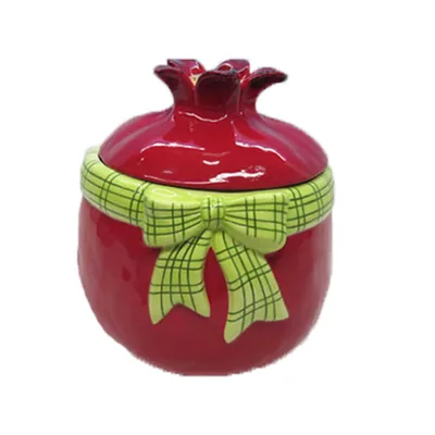 Ceramic Pomegranate Design Food Storage Container for Coffee Beans Tea Flour Sugar Nuts Candy Spice Bath Salts Cereal & Canning