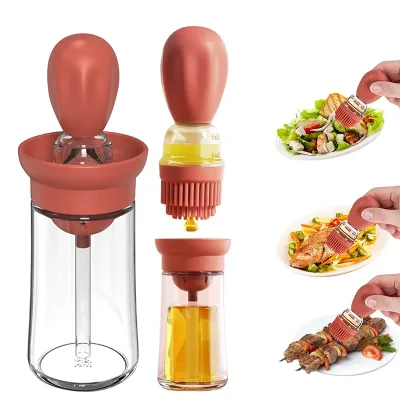 2 in 1 Silicone Dropper Oil Measuring Bottle Glass Olive Oil Dispenser Bottle With Silicone Brush Gadgets for the Kitchen