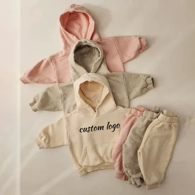 Manufacturer's Custom 2-Piece Pullover Oversized Terry Cotton Hoodie and Baggy Sweatpants Set Toddler Boy Jogging Suits