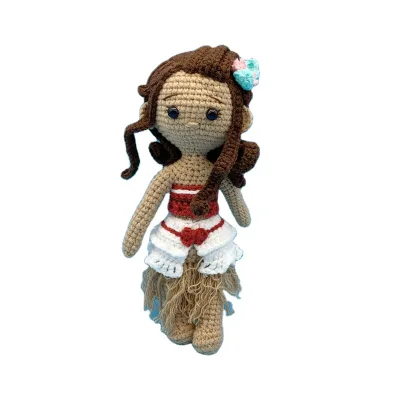 Hand Made Cute Crochet Doll Organic Cotton Long Hair Girls Doll